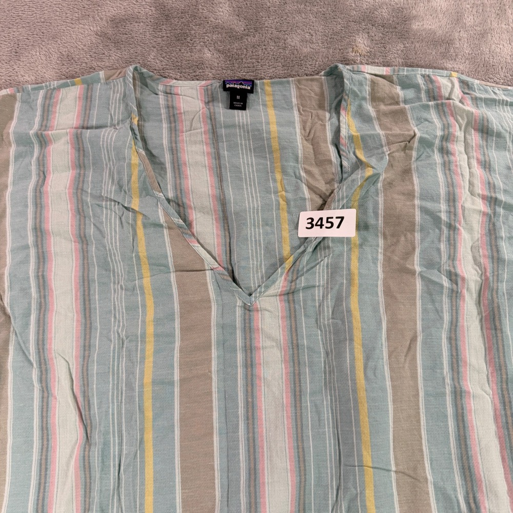Patagonia Tunic Dress Womens M Blue Striped Organic Cotton Hemp 58295 SP19